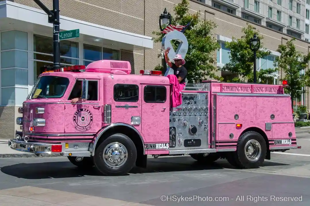 Pink Fire Truck on Parade Photographed by Howard Sykes of HSykes Photo