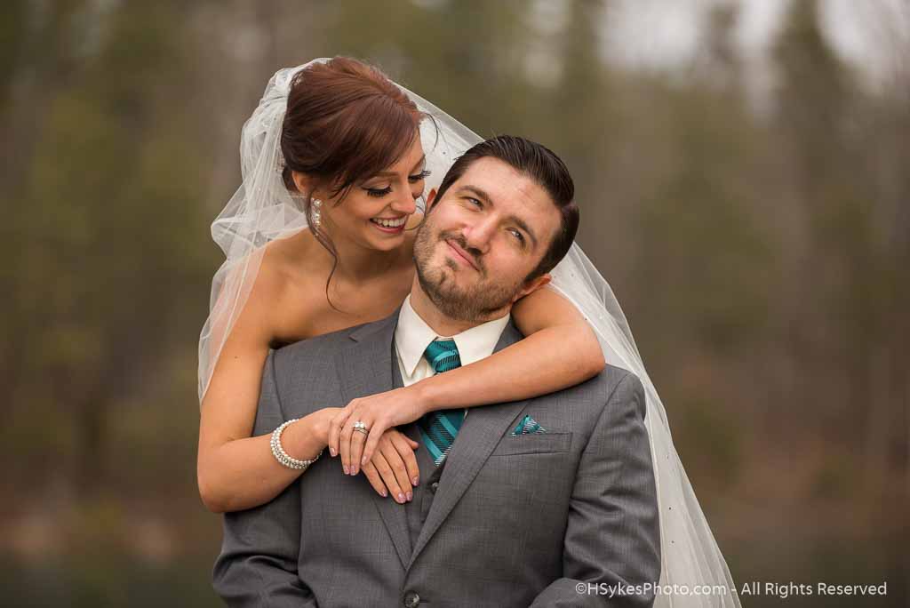 Portrait of a dreaming wedding couple