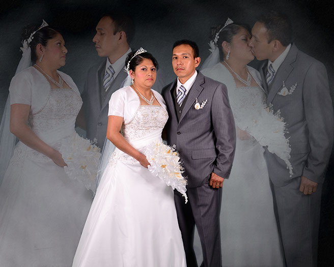 Composite of multiple bridal portraits