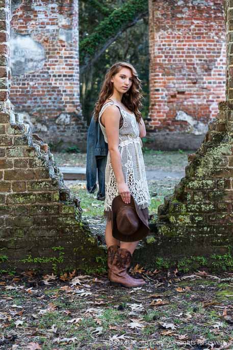 Senior photo at church ruins by Howard Sykes of HSykes Photo