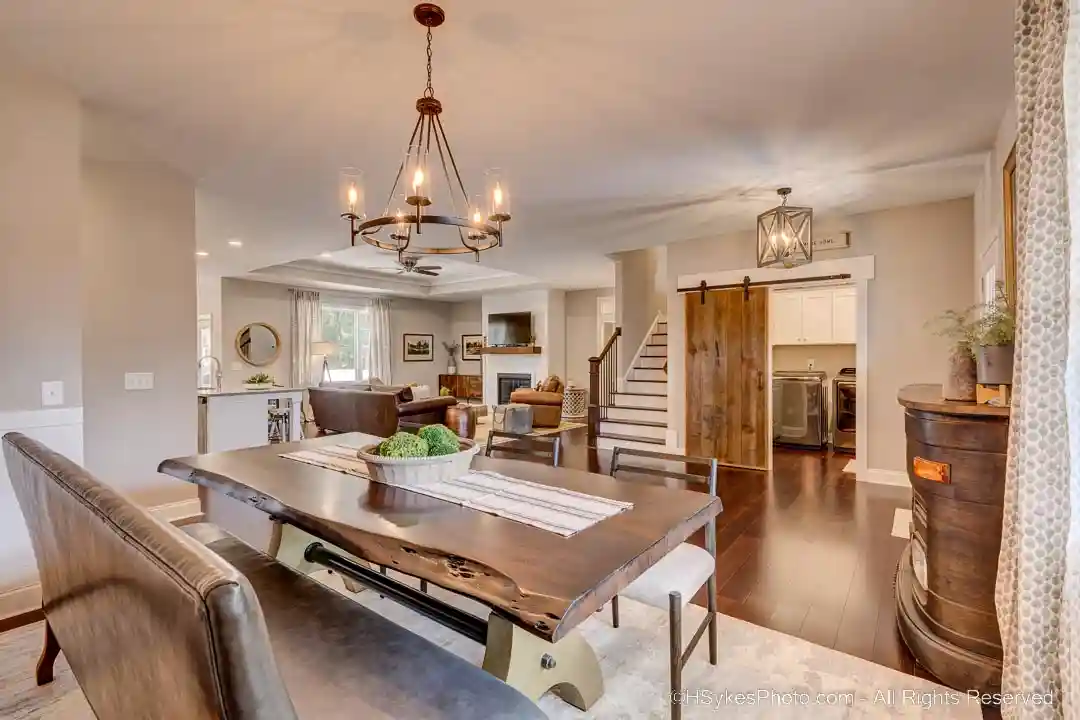 Looking from dining room towards laundry and family room