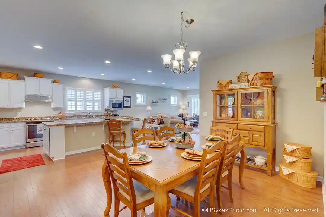 Dining room looking from the front of house to the rear